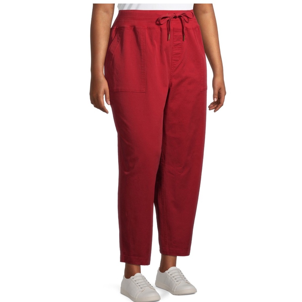 Terra & Sky Plus Size Cargo Utility Capri Red,  1X NWOT